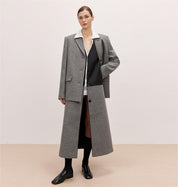 THE ARTM Women's Oversized Blazer Suit Set - Wide Shoulder Wool Jacket with Vest