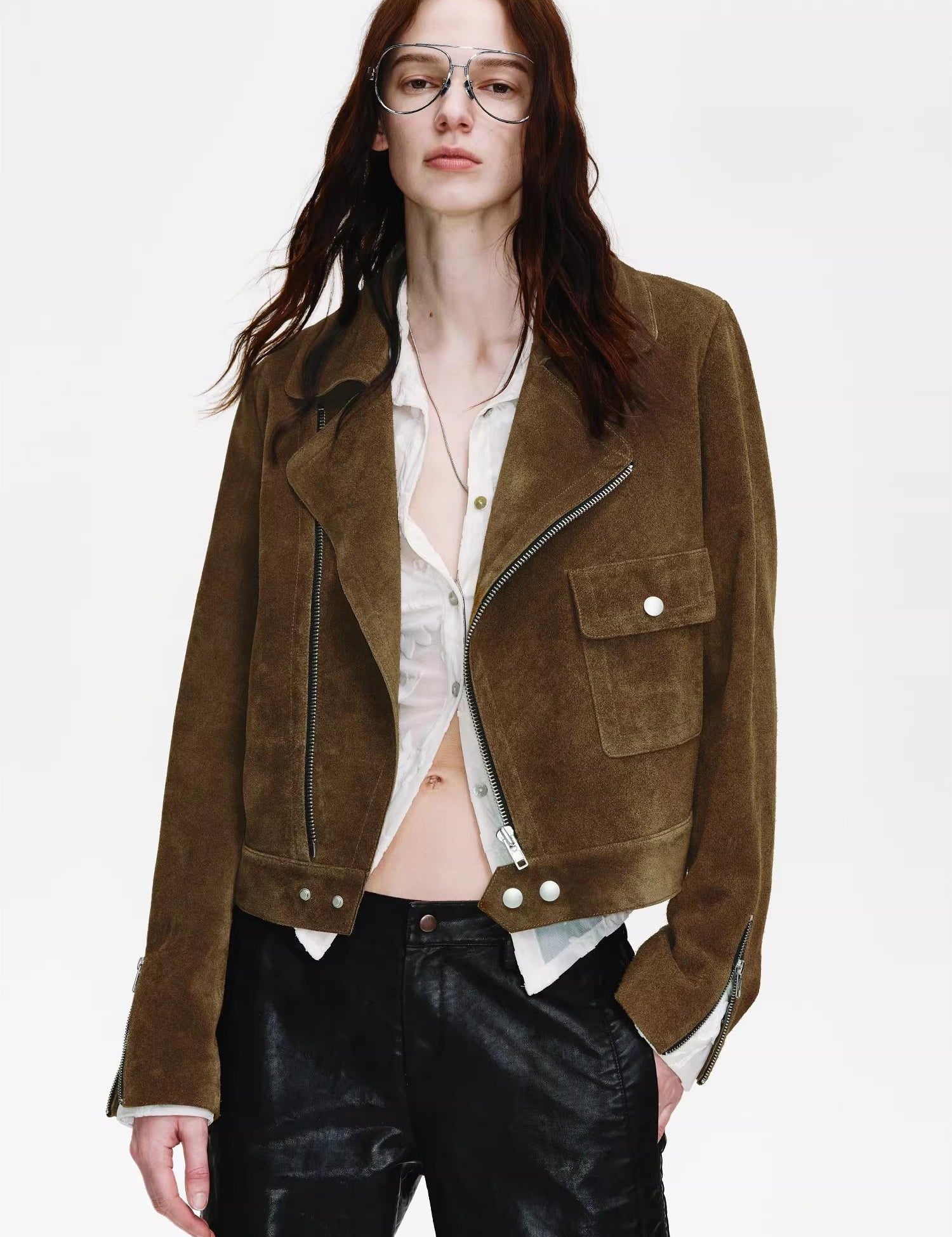 Firelady Fur Women's Motorcycle Leather Jacket - Notched Collar Short Biker Jacket - Movie Era