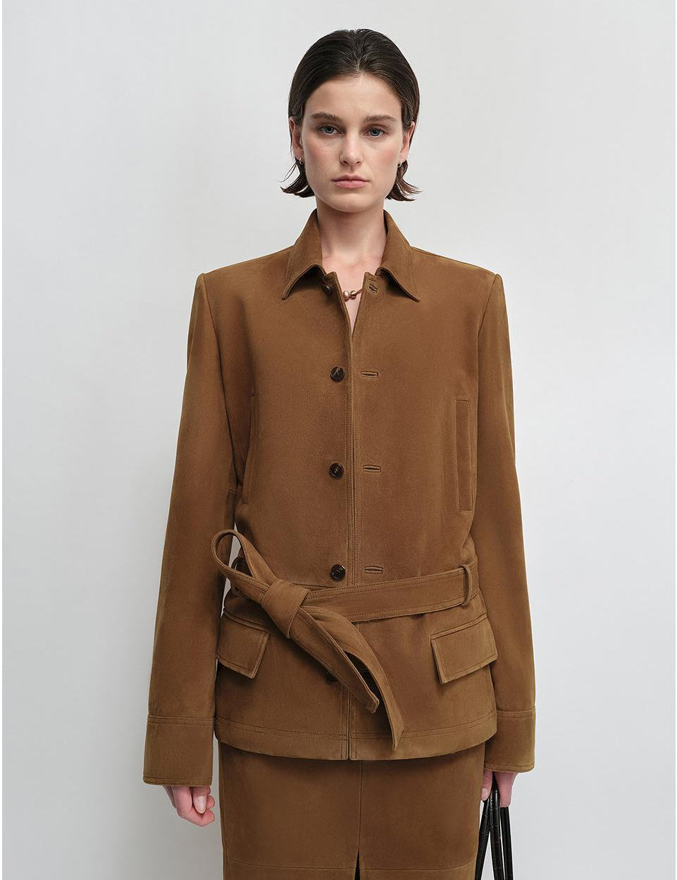 THE ARTM Black Lambskin Leather Jacket - Retro Fitted Suede Coat