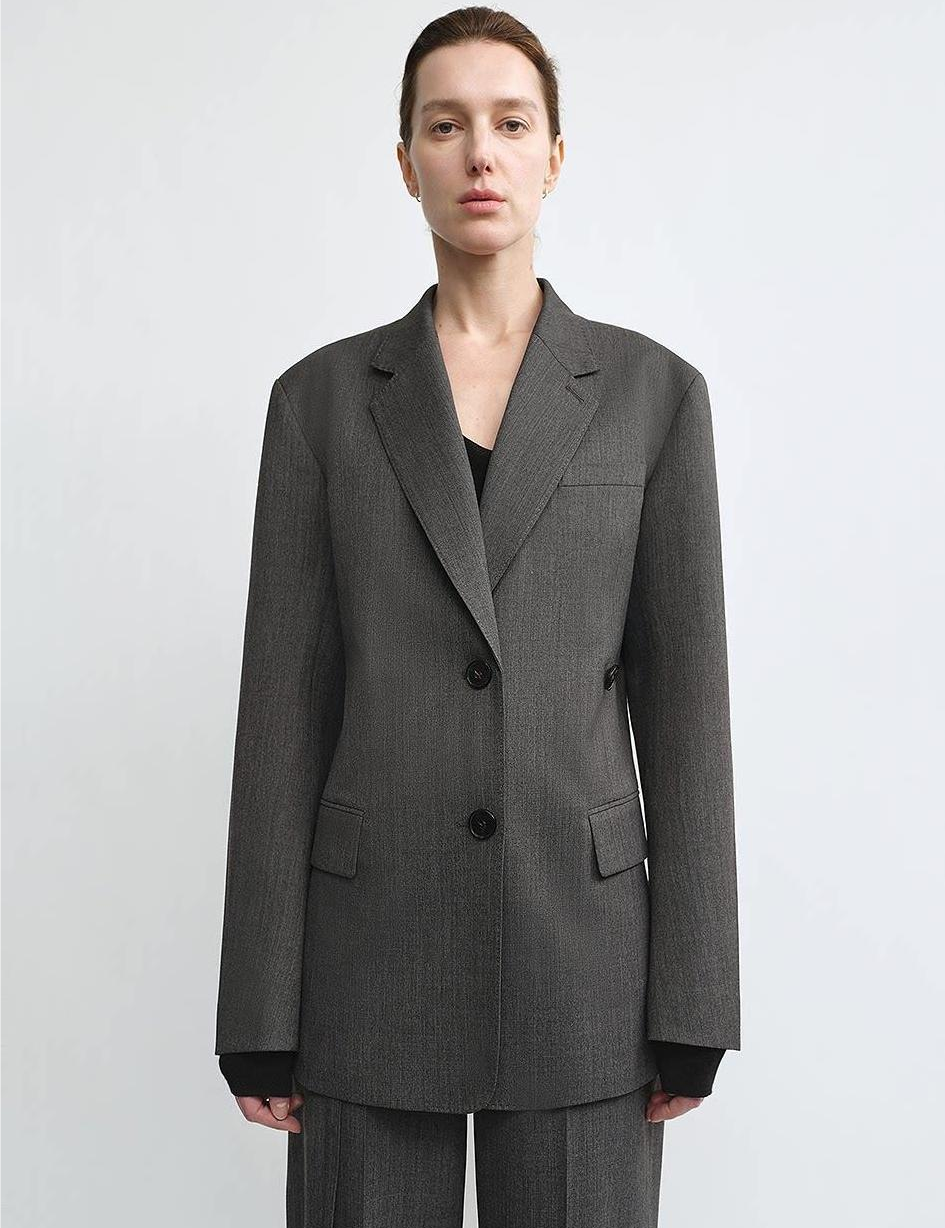 THE ARTM Wool & Silk Blend Oversized Suit Set - Wrinkle-Resistant Blazer & Trousers