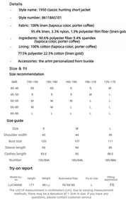 THE ARTM Women's Linen Blazer Jacket with Belt - Slim Fit Short Hunting Jacket for Spring