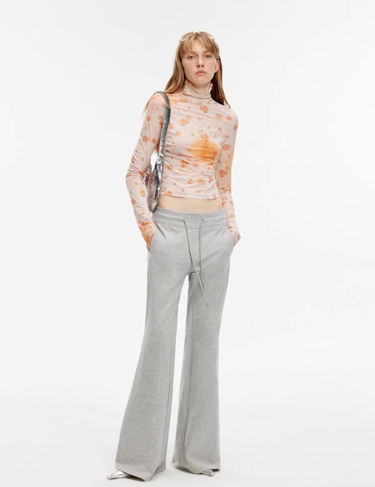 "American High Street" air - spun OE cotton fashionable low - rise fit wide waist drawstring flared pants - variant_title