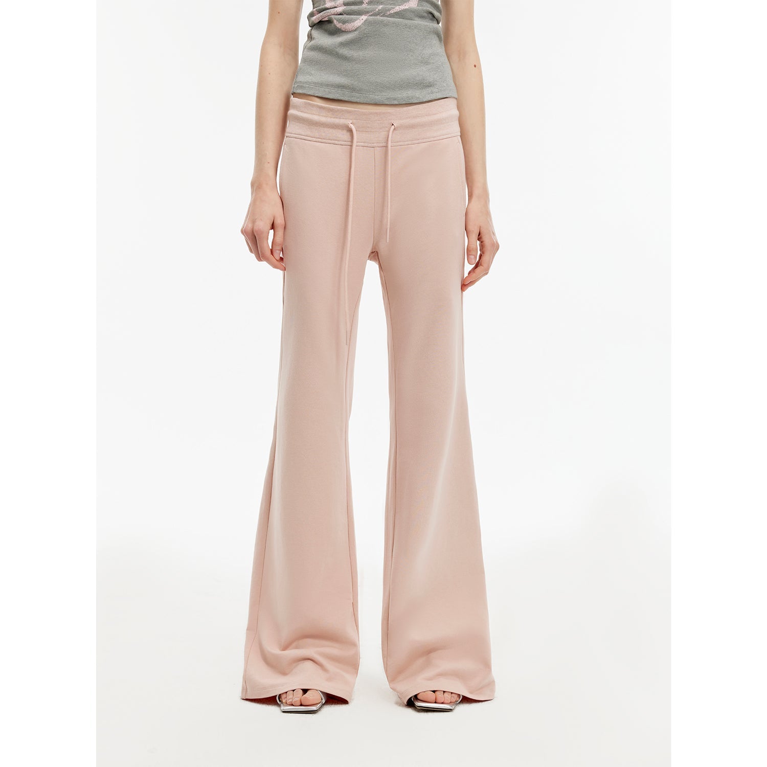 "American High Street" air - spun OE cotton fashionable low - rise fit wide waist drawstring flared pants - variant_title
