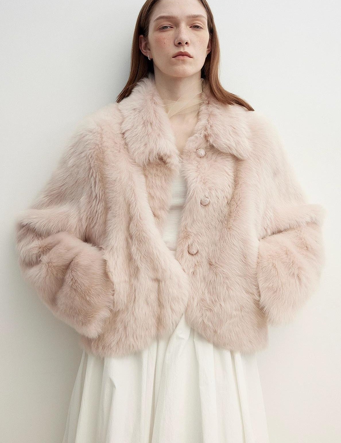 "Autumn Secret" Pink Lapel Tuscan Straight Fur Sheepskin Short Jacket - variant_title