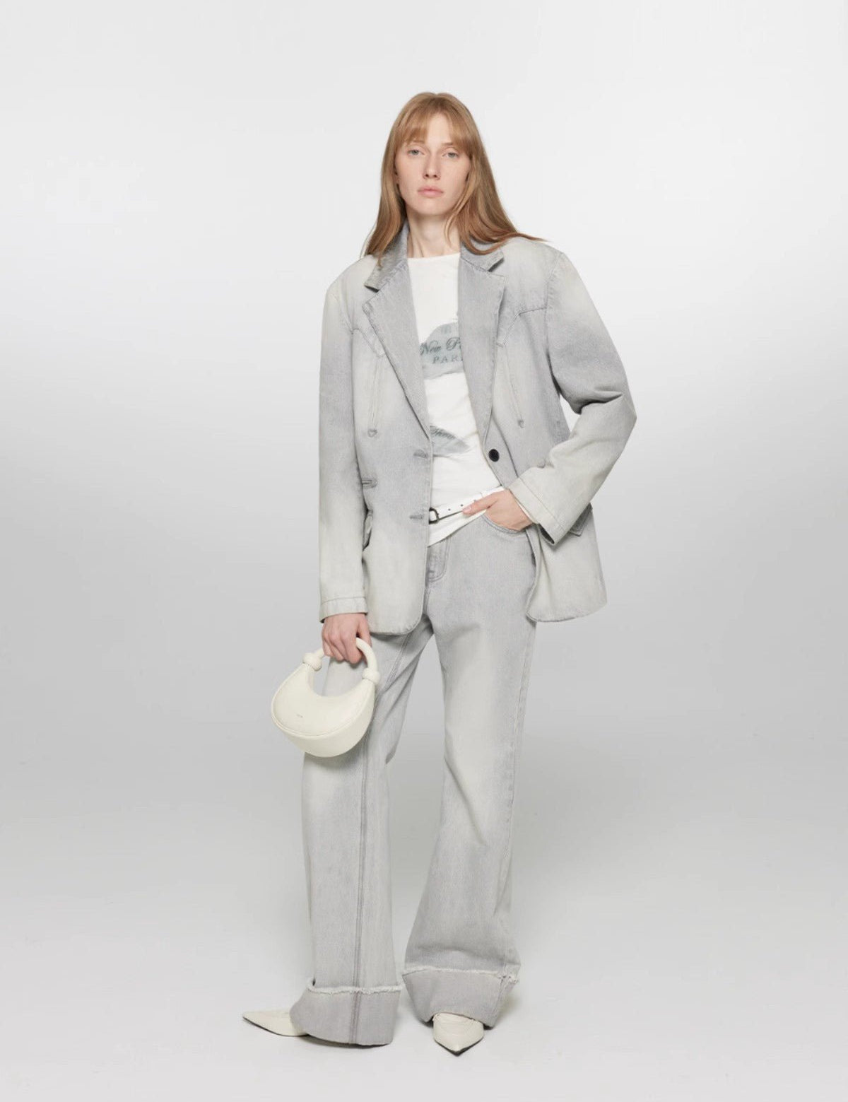 "Blues Time" Retro washed distressed straight flared cuffed jeans for women - variant_title