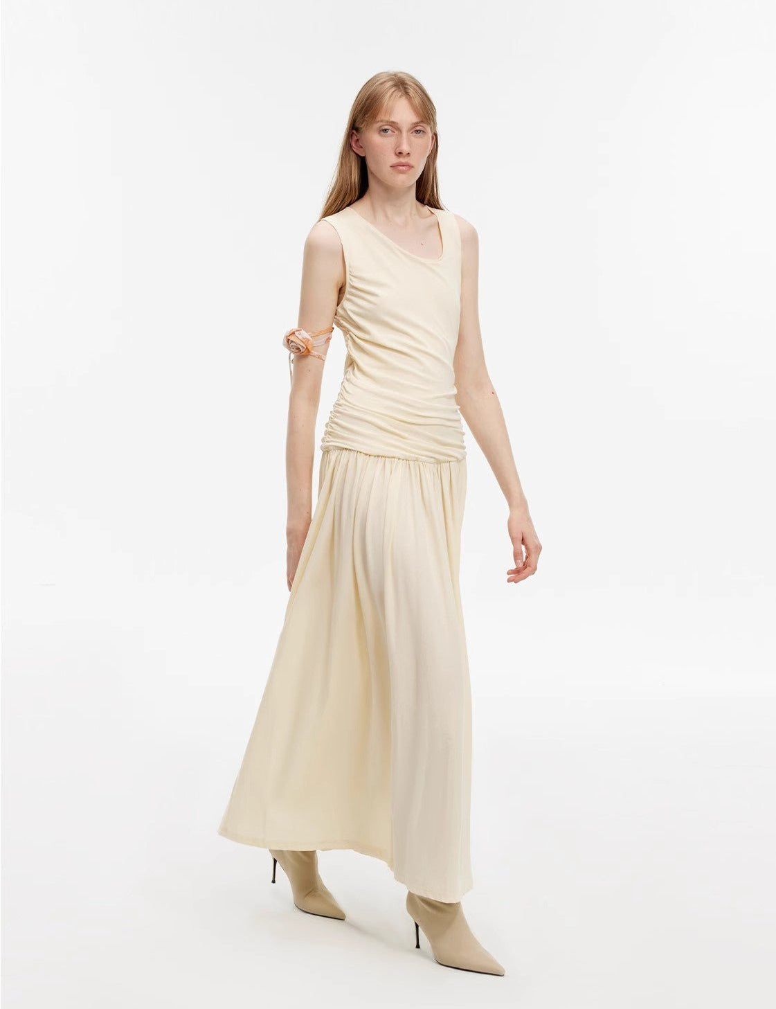 "Casual Commuting" light luxury mercerized cotton special - shaped collar waist irregular lazy long dress - variant_title