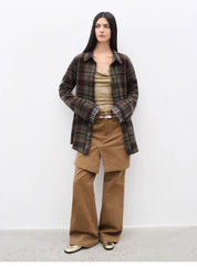 "Culotte Declaration" Retro split design fake two - piece twill brushed slightly flared slim jeans - variant_title