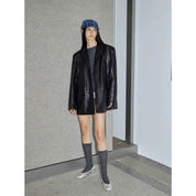 Custom - Dyed Washed Spray - Color Goat Leather Genuine Leather Blazer for Women, Vintage - Finish Leather Jacket “Nostalgic Denim” - variant_title