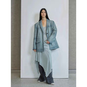 Custom - Dyed Washed Spray - Color Goat Leather Genuine Leather Blazer for Women, Vintage - Finish Leather Jacket “Nostalgic Denim” - variant_title