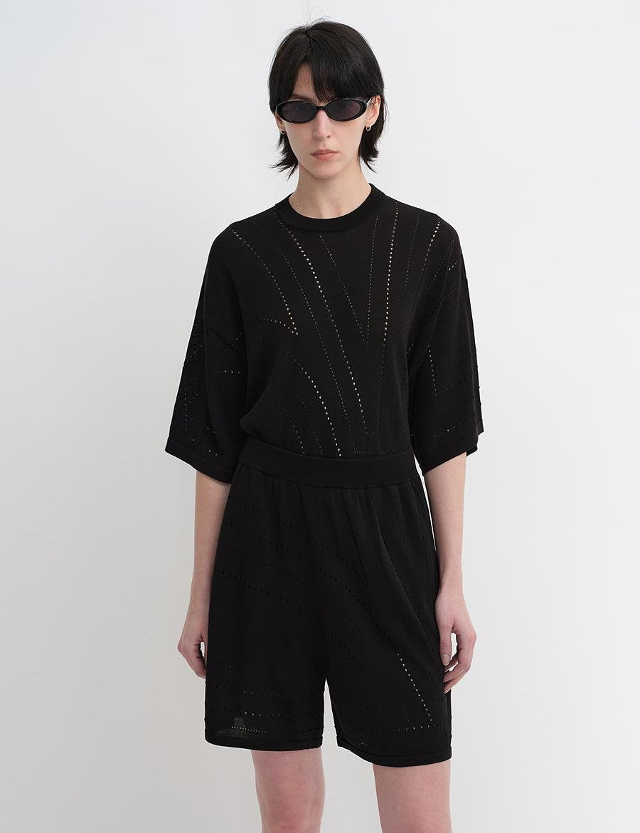 Customized Acetate Cotton Geometric Lines Knitted Suit - variant_title