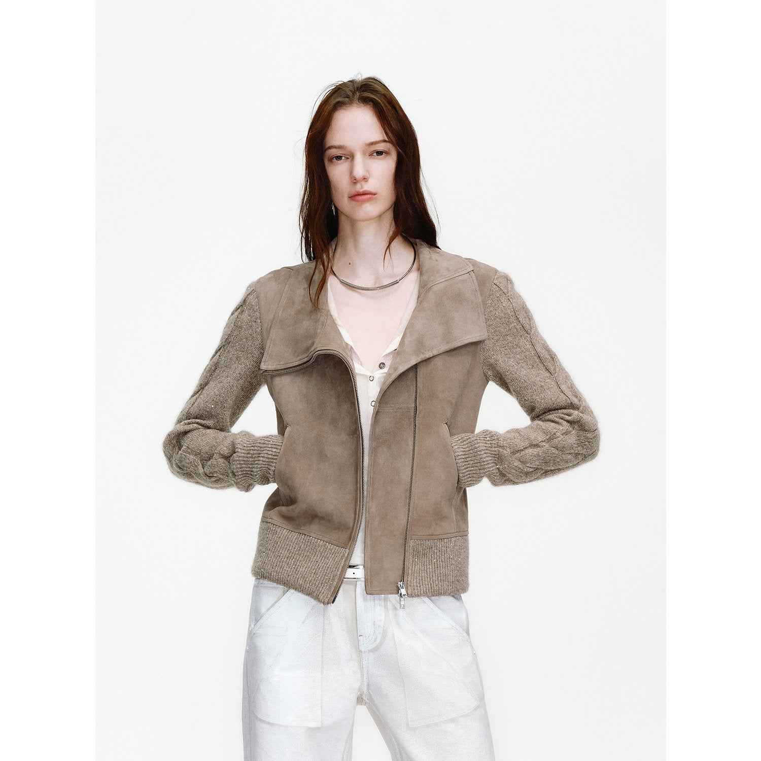 Firelady Fur Italian Sheepskin Leather Jacket Women - Merino Wool Knit Short Coat - Nishino Twilight - variant_title