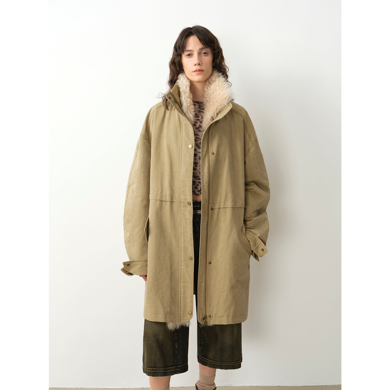 Firelady Fur Women's Denim Down Parka with Detachable Hood & 90% Goose Down - Workwear Style "Cool Denim Fabric" - variant_title