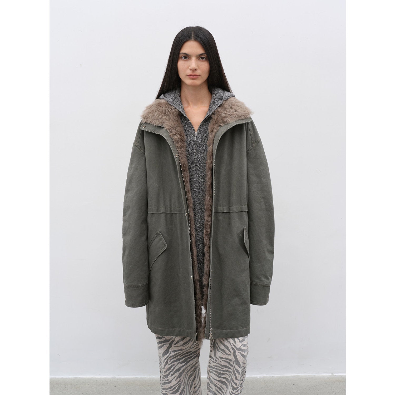 Firelady Fur Women's Denim Down Parka with Detachable Hood & 90% Goose Down - Workwear Style "Cool Denim Fabric" - variant_title