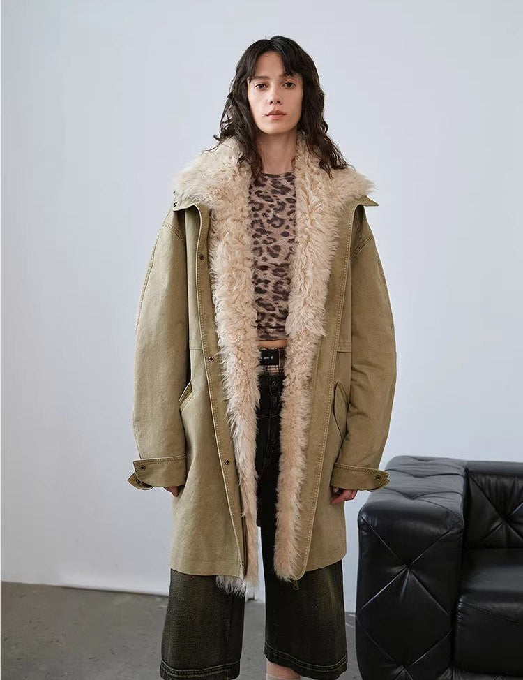 Firelady Fur Women's Denim Down Parka with Detachable Hood & 90% Goose Down - Workwear Style "Cool Denim Fabric" - variant_title