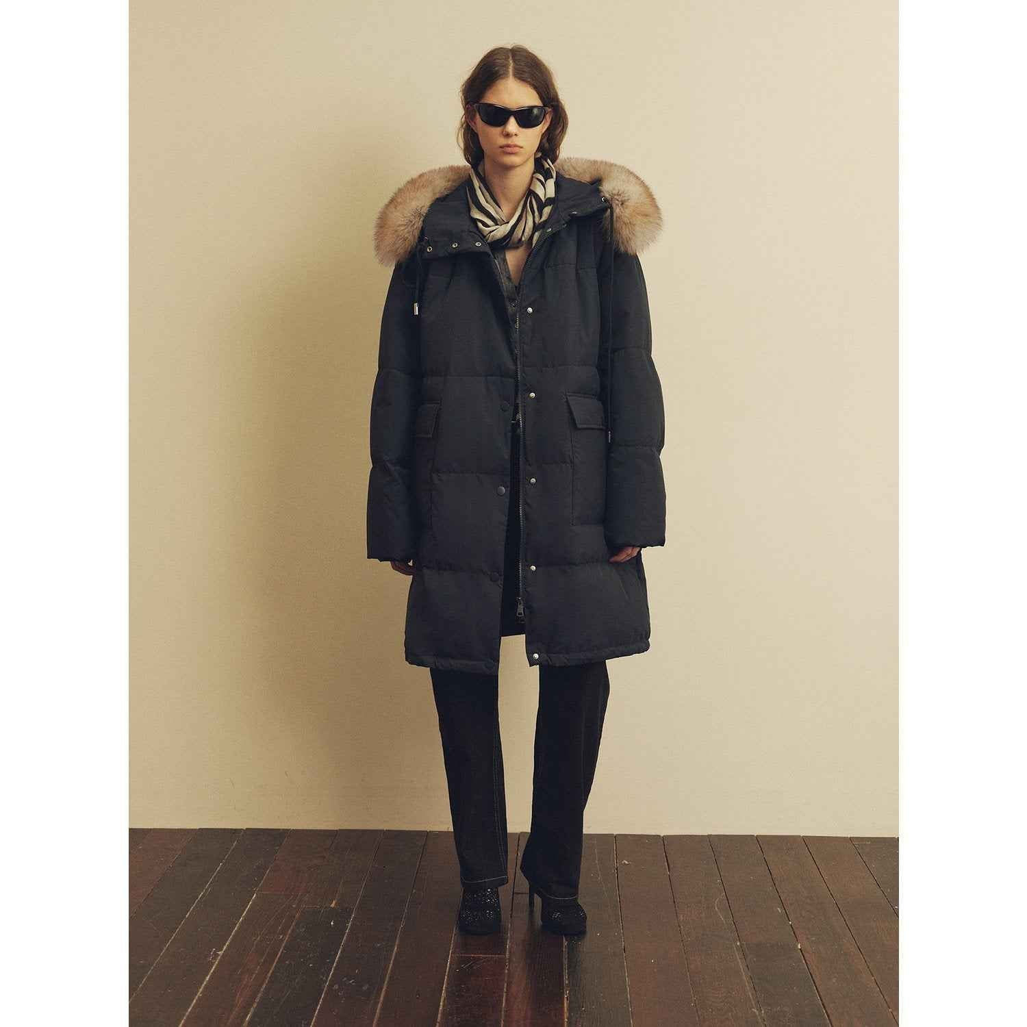 Firelady Fur Women's Down Parka with Detachable Fox Fur Collar & 90% Goose Down "Blue Winter Style" - variant_title