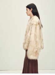 Firelady Fur Women‘s Fox Fur Coat with Hand - Sprayed Ombré Finish | Saga Furs, V - Neck Design"Gone with the Wind" - variant_title