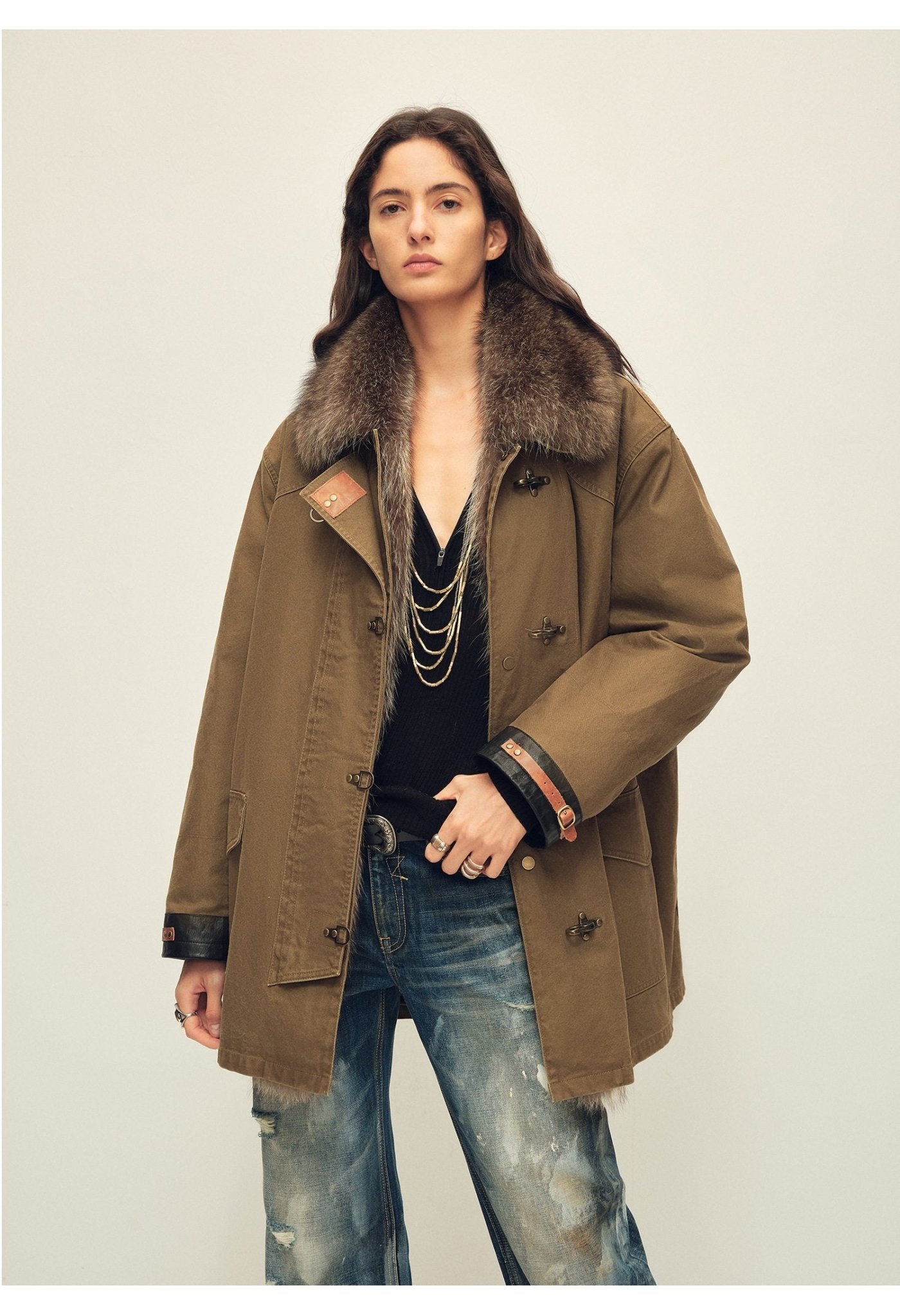 Firelady Fur Women's Goose Down Fur Parka with Detachable Raccoon Fur Hood“Hearthside Simmer” - variant_title