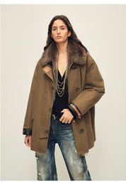 Firelady Fur Women's Goose Down Fur Parka with Detachable Raccoon Fur Hood“Hearthside Simmer” - variant_title