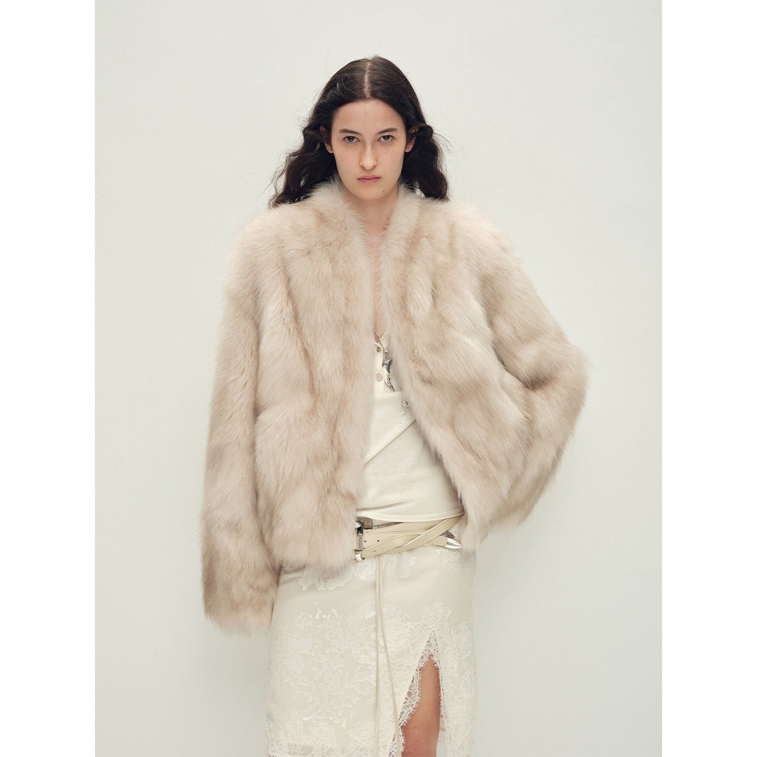 Firelady Fur Women‘s Short Fox Fur Coat | SagaFurs Crown - Grade Ombré Dyed Collar“Chic Sister” - variant_title