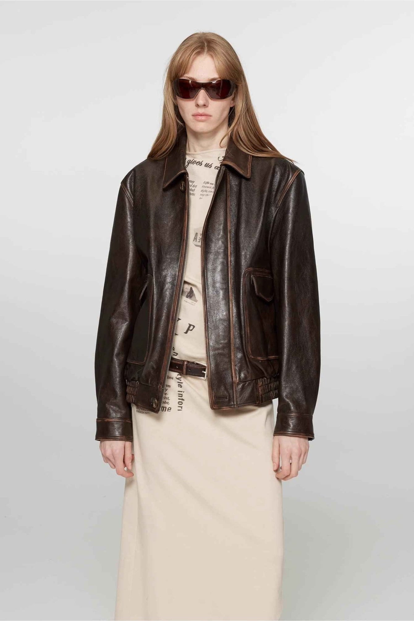 Firelady Fur Women's Vintage Brown Aviator Style Leather Jacket“South City Old Lane” - variant_title