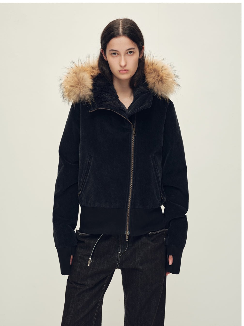 Firelady Women’s Corduroy Down Parka with Detachable Goose Down Hood – Vintage Washed Short Jacket“Boho - Chic” - variant_title