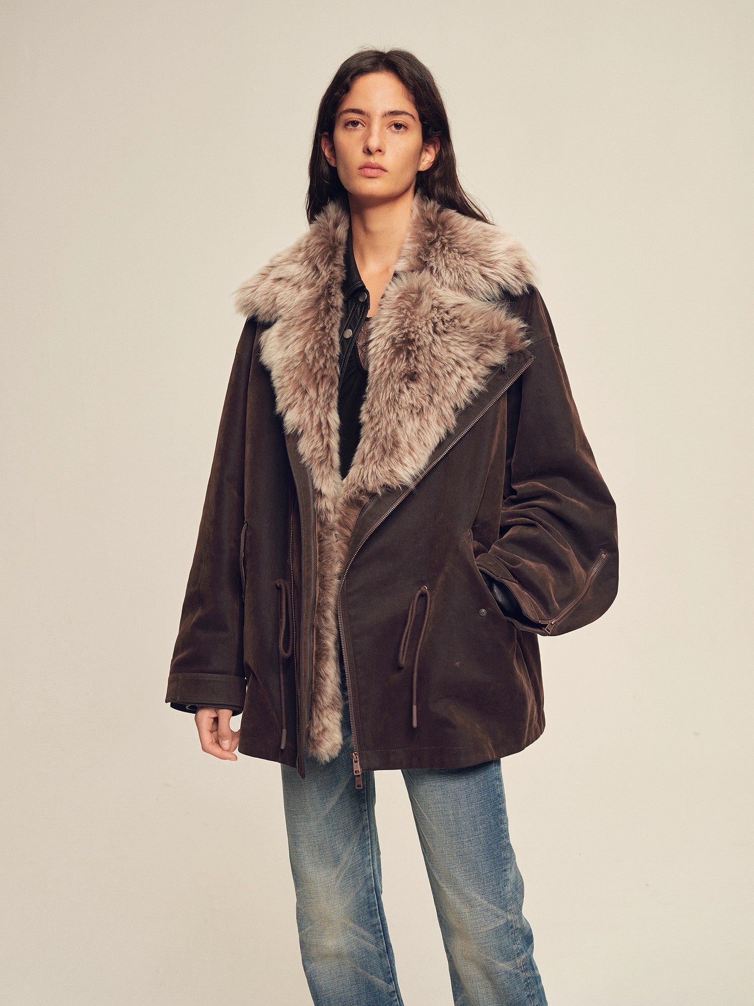 Firelady women's fur parka coat with two - tone Tuscan coyote fur collar, "Wilderness Parka" - variant_title