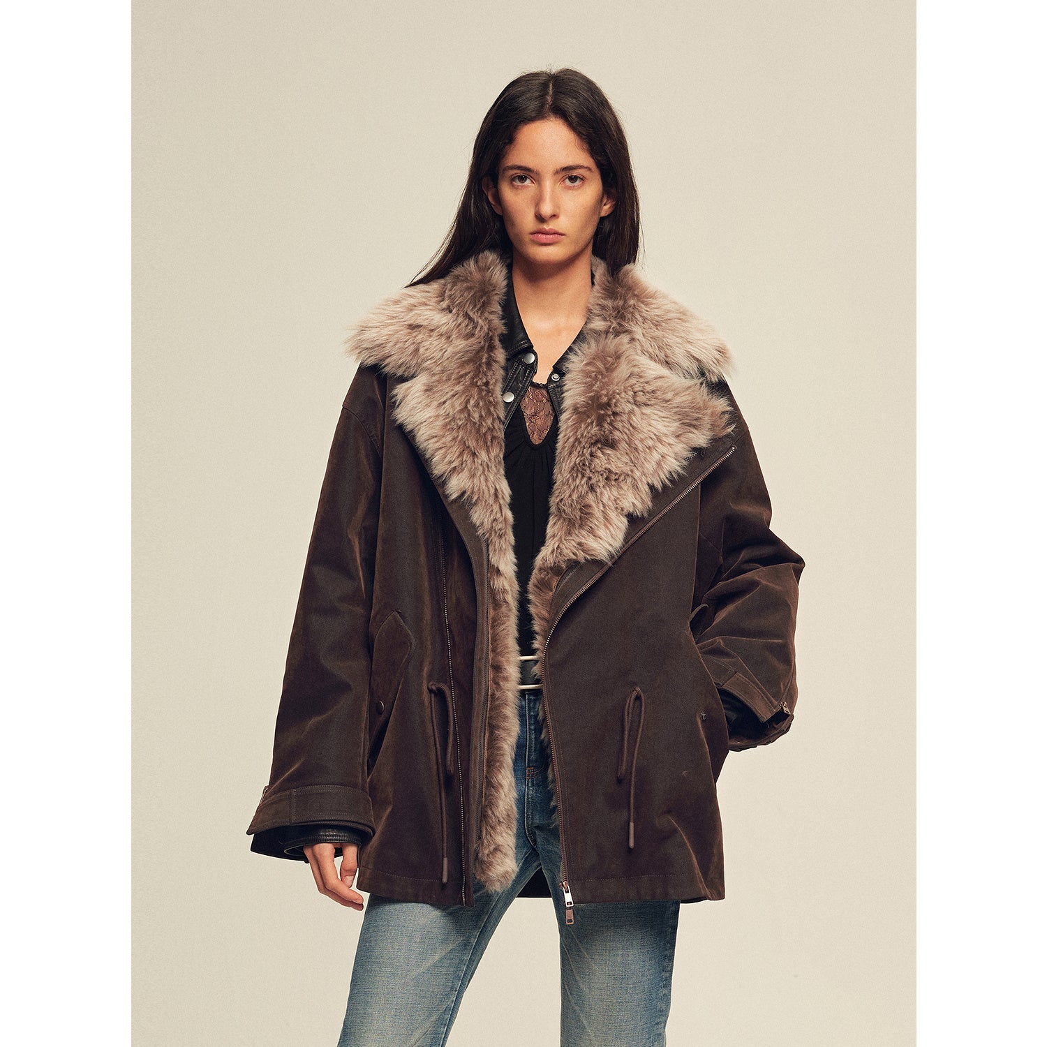 Firelady women's fur parka coat with two - tone Tuscan coyote fur collar, "Wilderness Parka" - variant_title