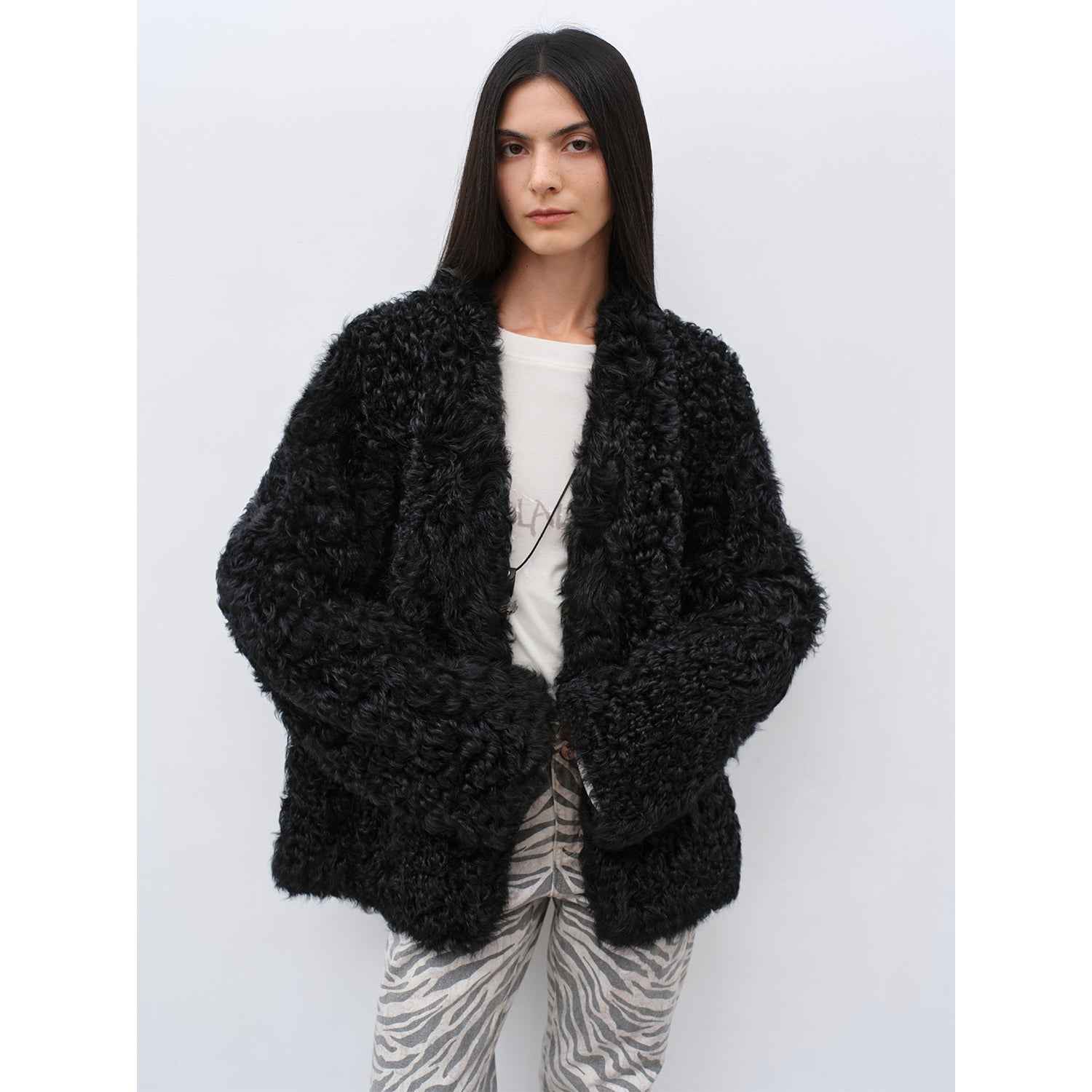 Fireladyfur Women's Black Sheepskin Jacket with Tuscan Fur"My Little Curly" - variant_title