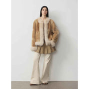 Fireladyfur Women's Blue Muskrat & Fox Fur Patchwork Coat "Casual Gene" - variant_title