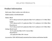 Fireladyfur Women's Cashmere Wool Short Coat with Bat Sleeves"Fleeting Memories" - variant_title