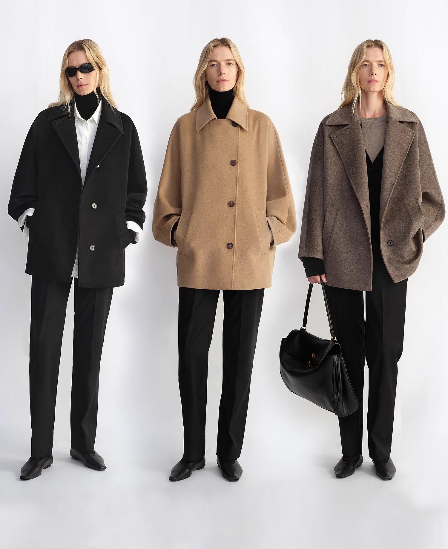 Fireladyfur Women's Cashmere Wool Short Coat with Bat Sleeves"Fleeting Memories" - variant_title