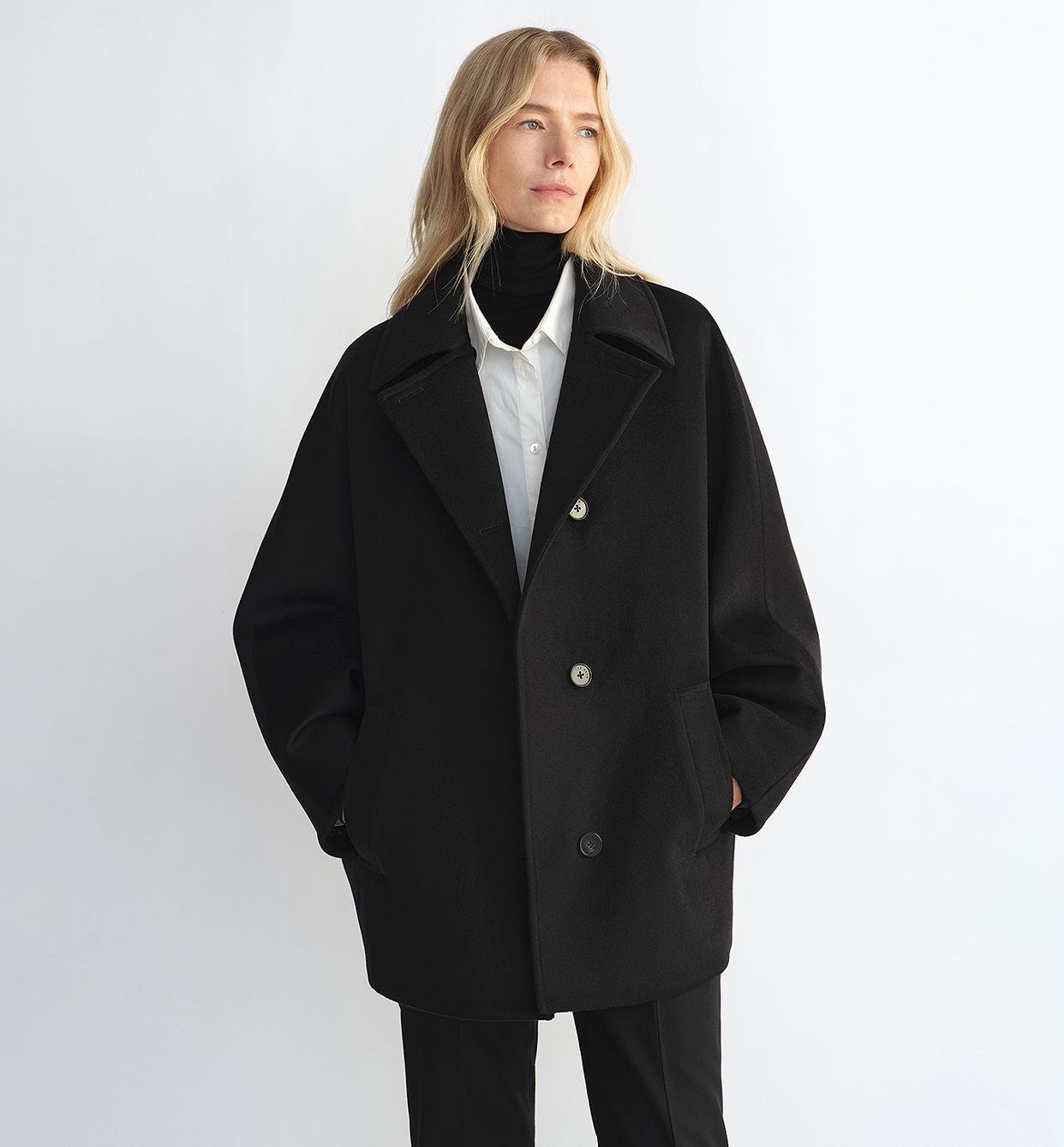 Fireladyfur Women's Cashmere Wool Short Coat with Bat Sleeves"Fleeting Memories" - variant_title