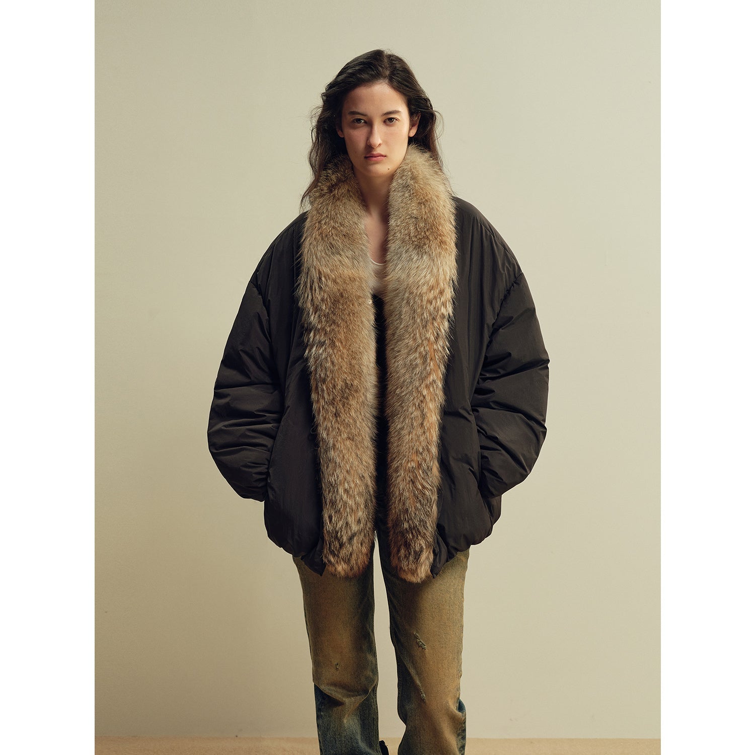 Fireladyfur Women’s Down Parka with Detachable Real Wolf Fur Trim Polish White Goose Down “Glacier Parka” - variant_title