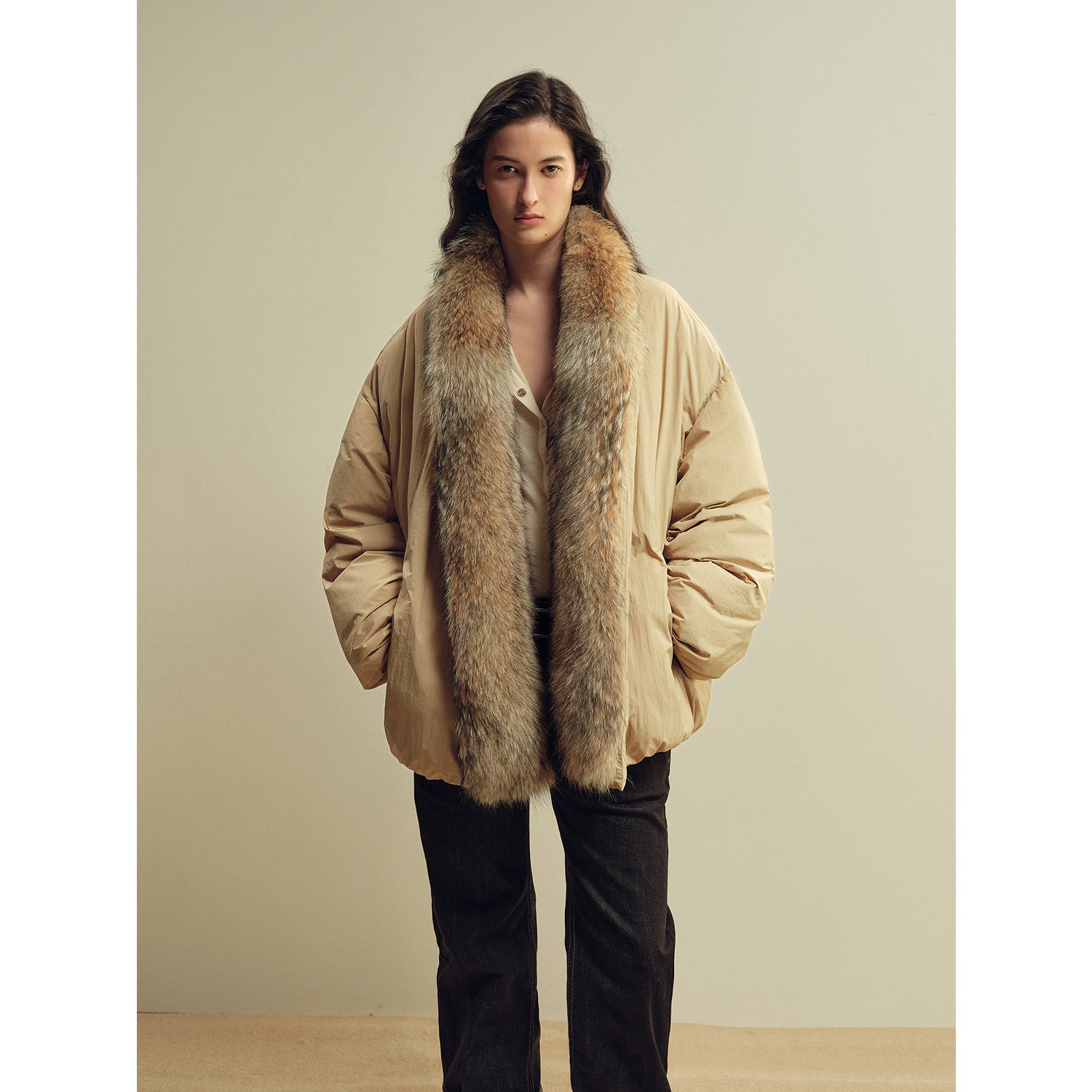 Fireladyfur Women’s Down Parka with Detachable Real Wolf Fur Trim Polish White Goose Down “Glacier Parka” - variant_title