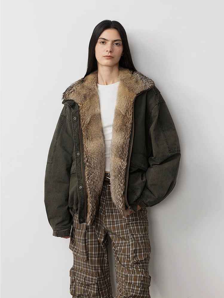 Fireladyfur Women's Fashion Goose Down Parka with Fox Fur Collar“City Cruise” - variant_title