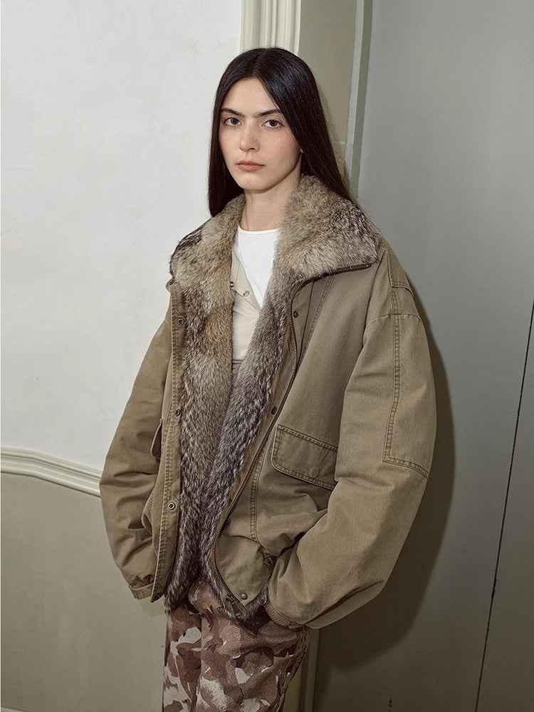 Fireladyfur Women's Fashion Goose Down Parka with Fox Fur Collar“City Cruise” - variant_title