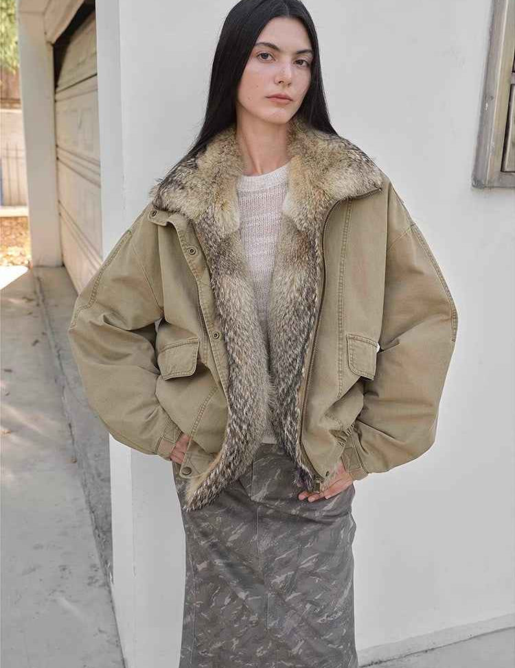 Fireladyfur Women's Fashion Goose Down Parka with Fox Fur Collar“City Cruise” - variant_title