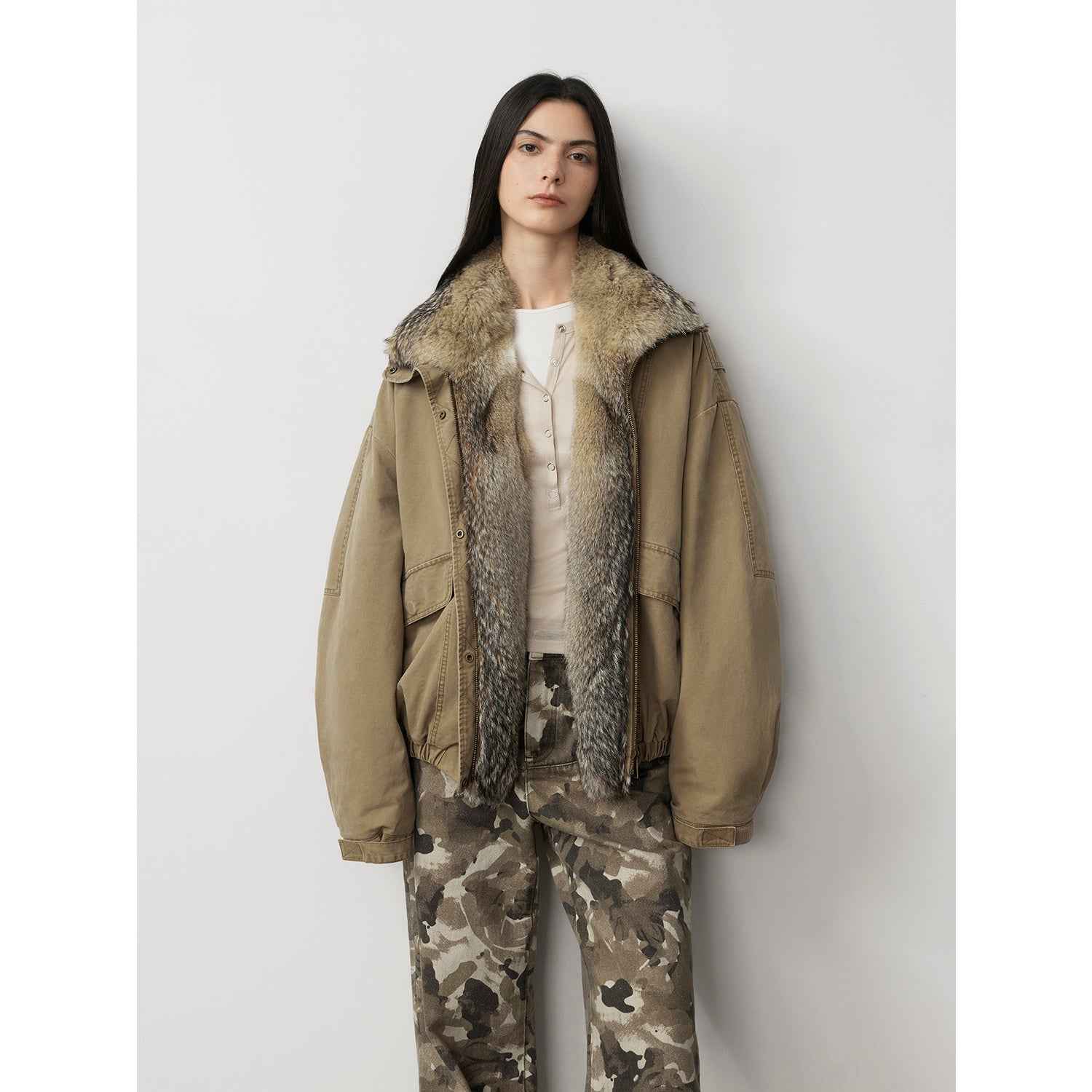 Fireladyfur Women's Fashion Goose Down Parka with Fox Fur Collar“City Cruise” - variant_title