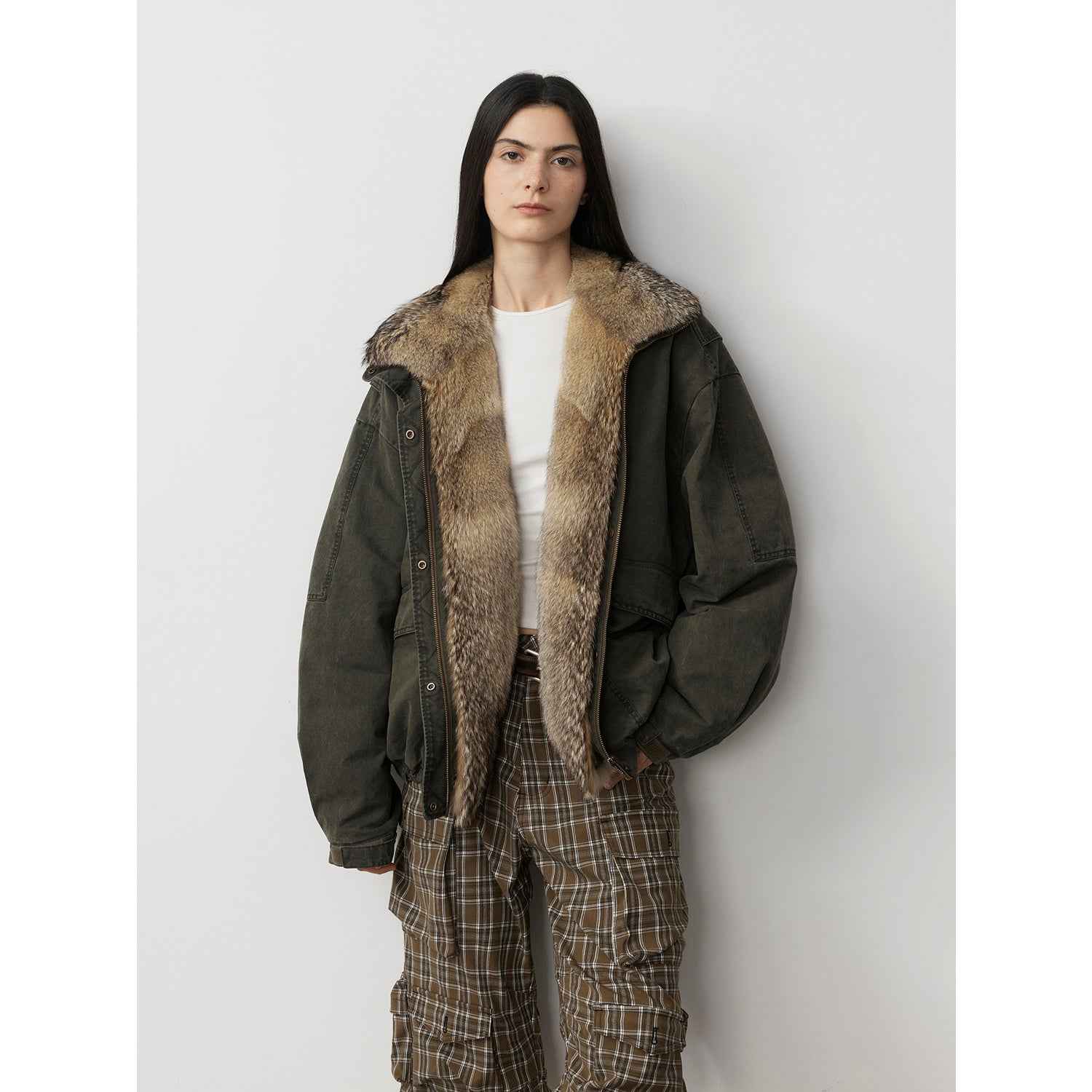 Fireladyfur Women's Fashion Goose Down Parka with Fox Fur Collar“City Cruise” - variant_title