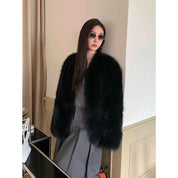 Fireladyfur Women's Finland Saga Fox Fur Fashion Cardigan“Black Sugar” - variant_title