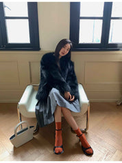 Fireladyfur Women's Finland Saga Fox Fur Fashion Cardigan“Black Sugar” - variant_title