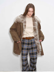 Fireladyfur Women’s Goose Down Parka coat with Toscana Shearling Fur“Green Mile Miracle” - variant_title