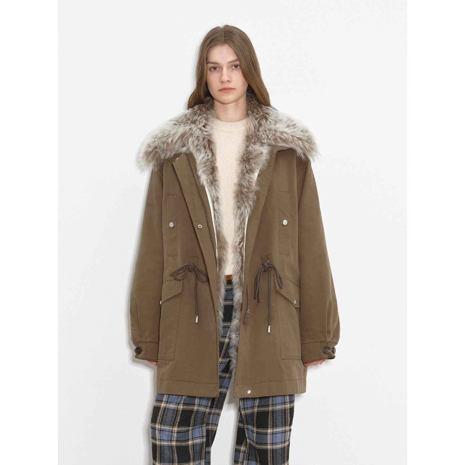 Fireladyfur Women’s Goose Down Parka coat with Toscana Shearling Fur“Green Mile Miracle” - variant_title