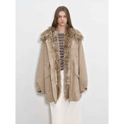 Fireladyfur Women’s Goose Down Parka coat with Toscana Shearling Fur“Green Mile Miracle” - variant_title