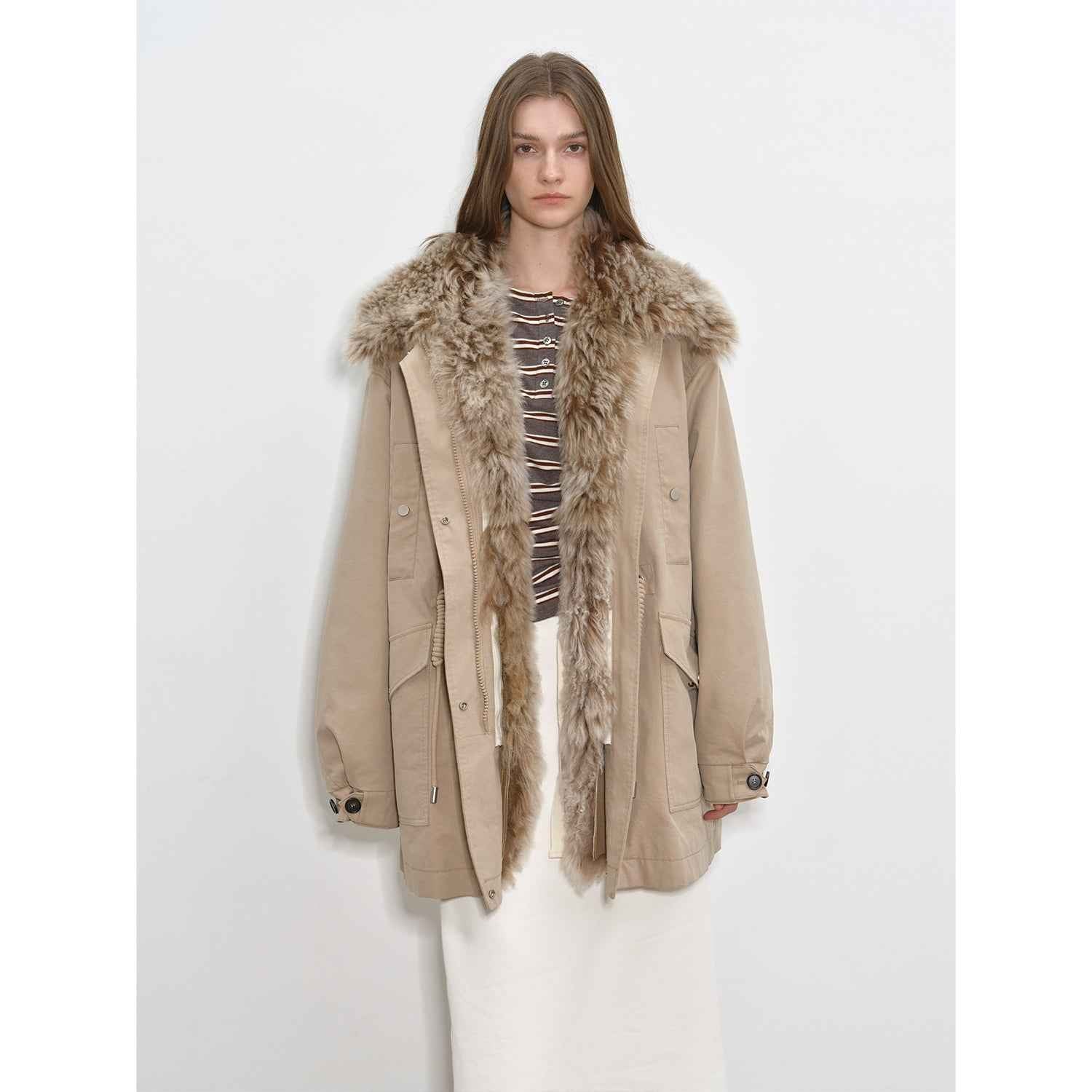 Fireladyfur Women’s Goose Down Parka coat with Toscana Shearling Fur“Green Mile Miracle” - variant_title