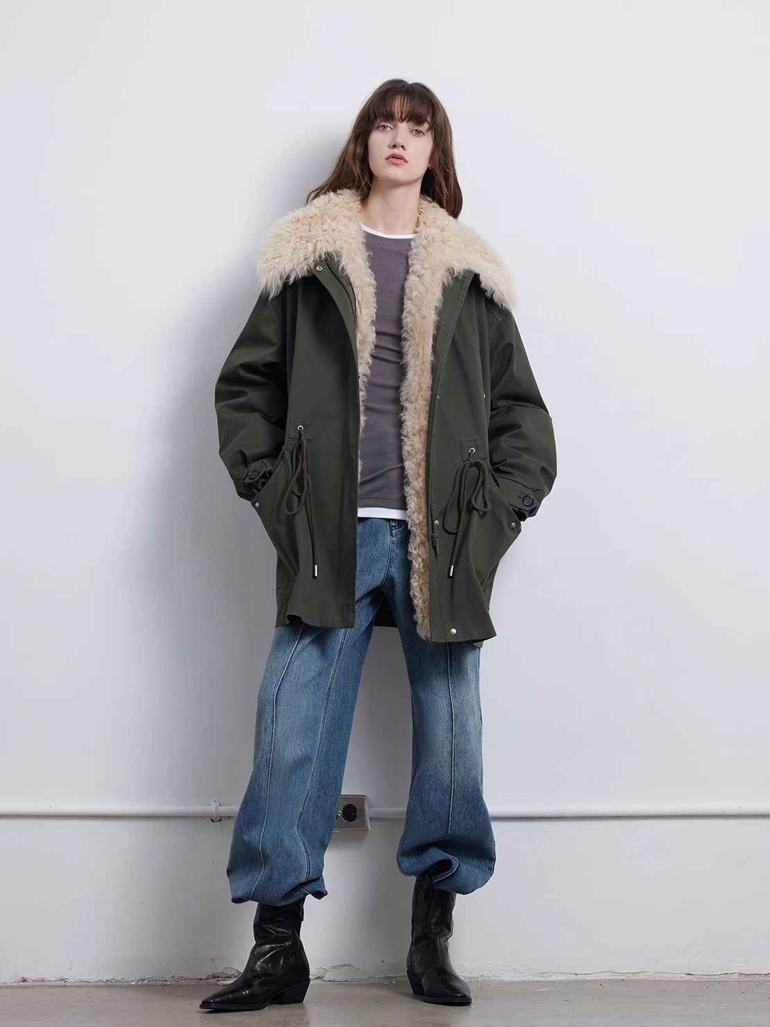 Fireladyfur Women’s Goose Down Parka coat with Toscana Shearling Fur“Green Mile Miracle” - variant_title