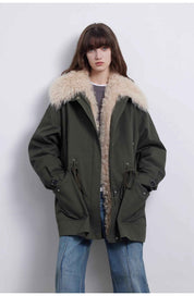 Fireladyfur Women’s Goose Down Parka coat with Toscana Shearling Fur“Green Mile Miracle” - variant_title