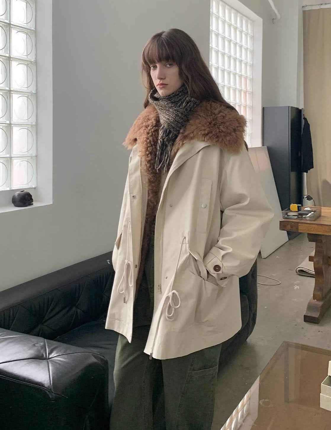 Fireladyfur Women’s Goose Down Parka coat with Toscana Shearling Fur“Green Mile Miracle” - variant_title