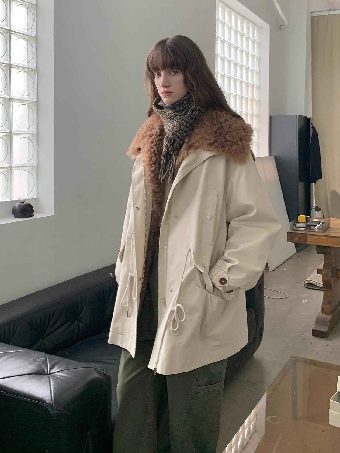 Fireladyfur Women’s Goose Down Parka coat with Toscana Shearling Fur“Green Mile Miracle” - variant_title