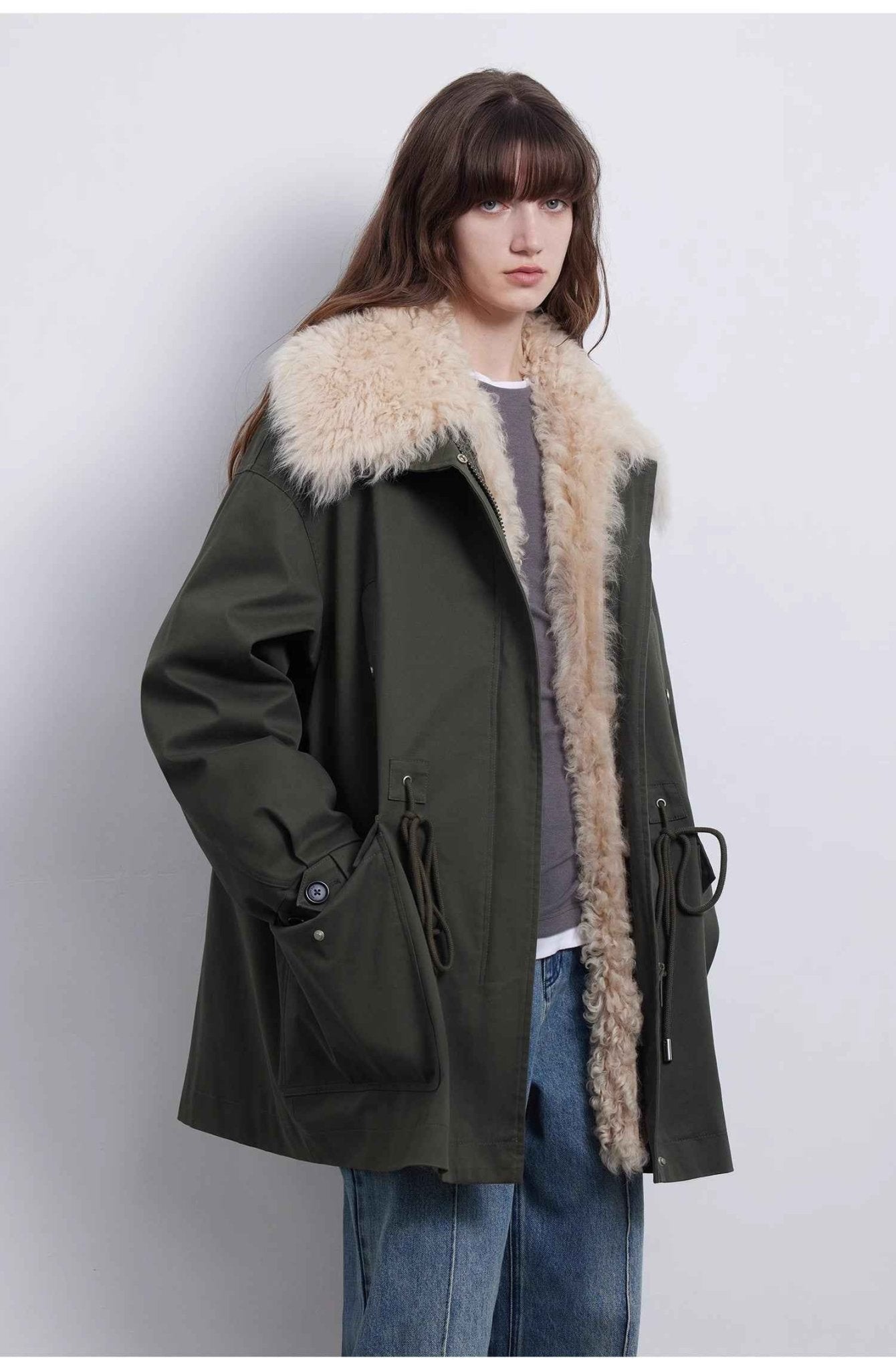 Fireladyfur Women’s Goose Down Parka coat with Toscana Shearling Fur“Green Mile Miracle” - variant_title
